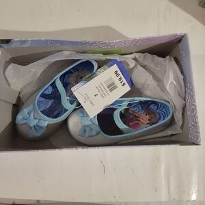 Disney Frozen Girls Ballerina Flat Slipper Shoe  Size 7 Grey Blue